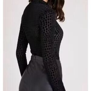 Guess Cindy Croc Mesh Bodysuit Womens Small Black